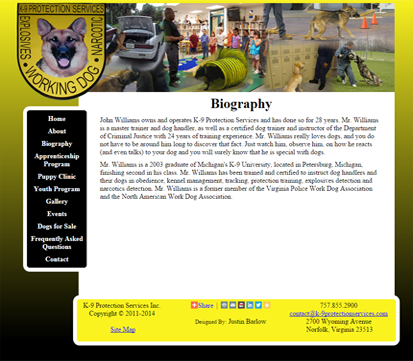 image: K-9 Protection Services website